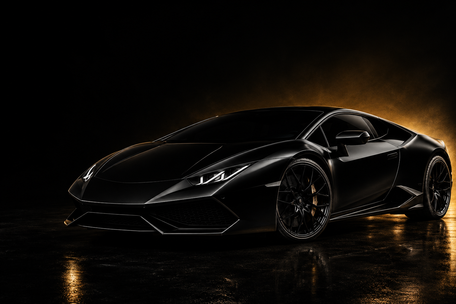 Glossy black luxury sports car